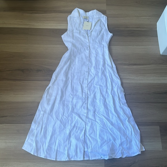 DREW WHITE LINEN SLEEVELESS DRESS size 6 - Picture 7 of 8